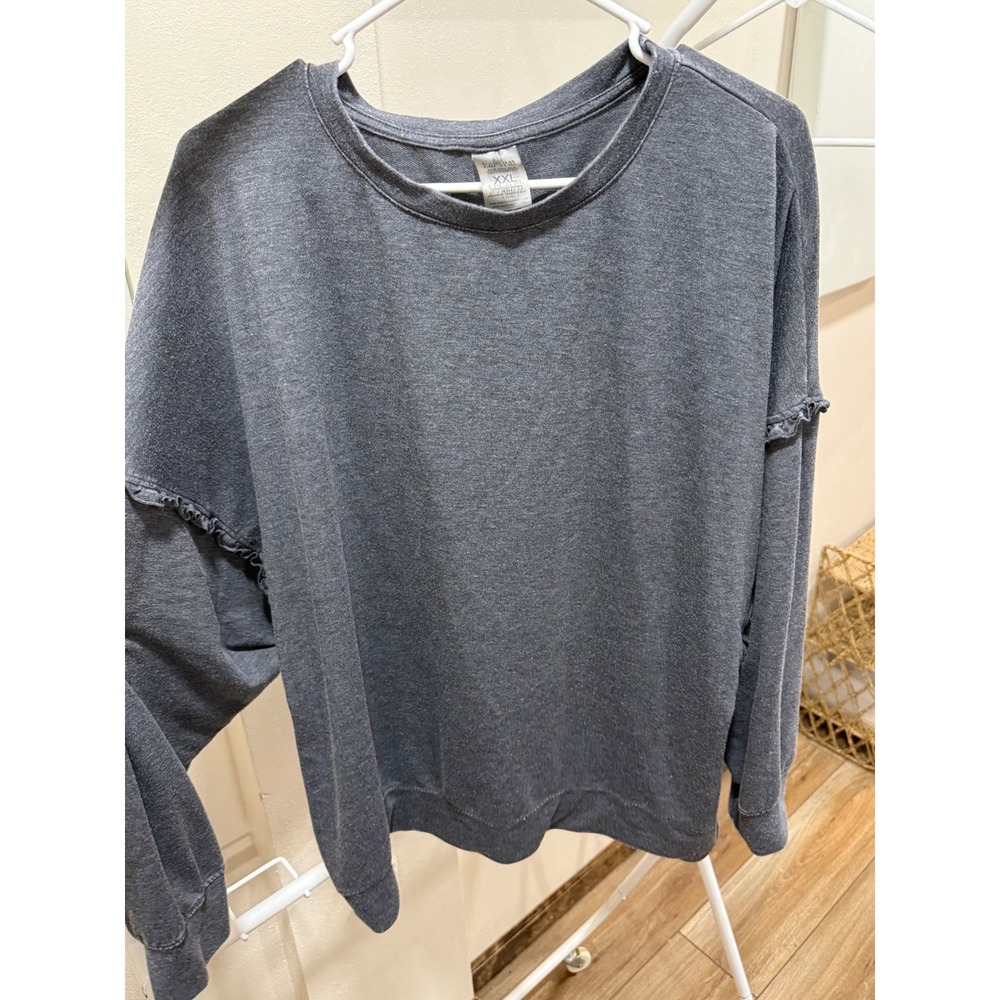 Gameday Couture Womens XXL Charcoal Gray Ruffle‎ Shoulder Pullover